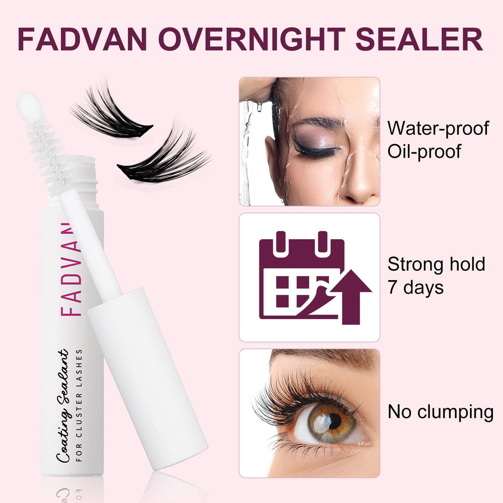 FADVAN lash sealant under lashes application for DIY extensions.