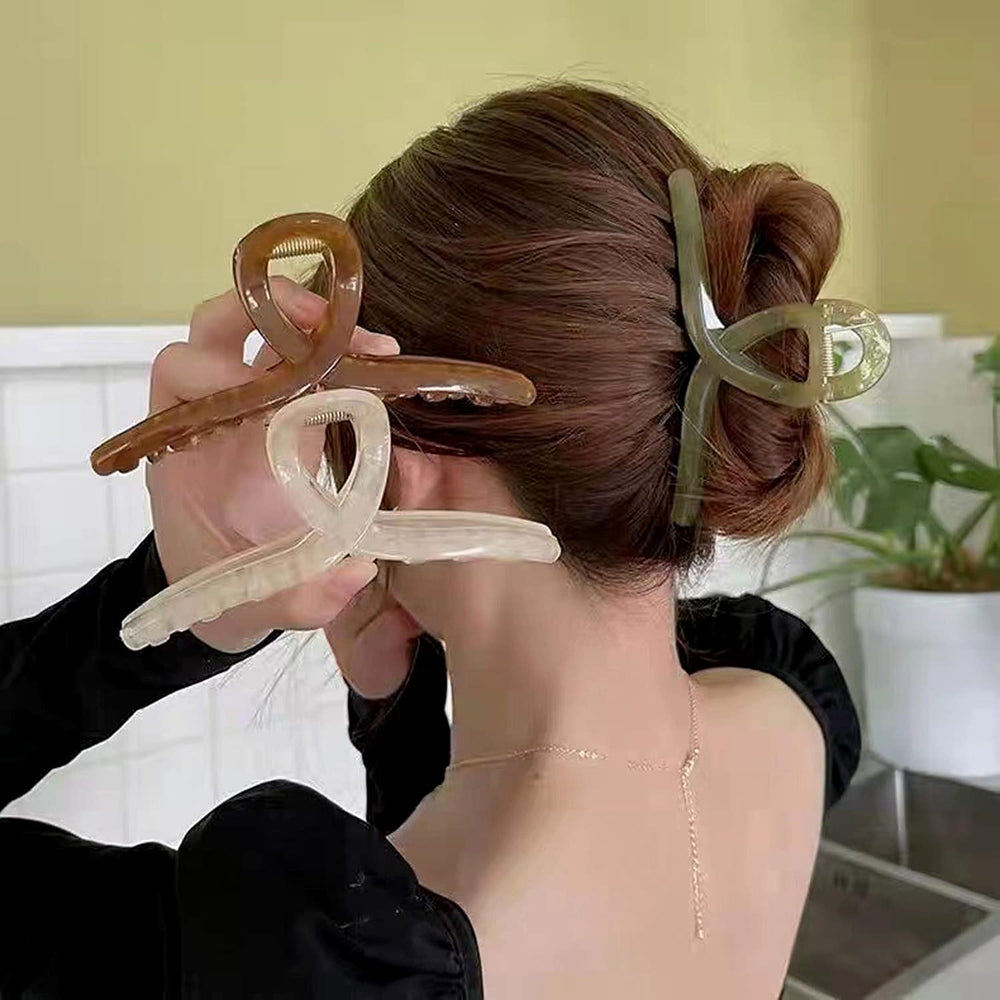 Pinza jelly FAELBATY verde jade para cabello espeso, sujeción segura y cómoda.