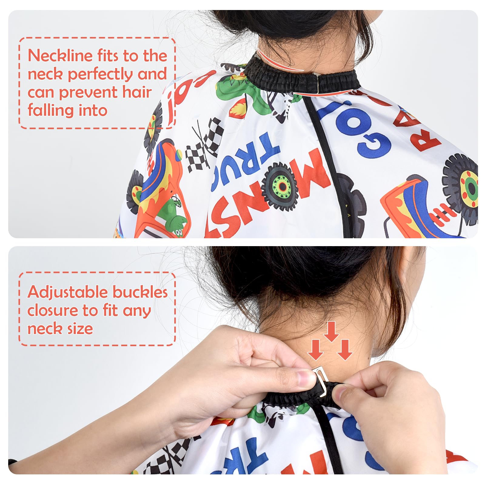 FaHaner cape adjustable neck closure fits most kids securely.