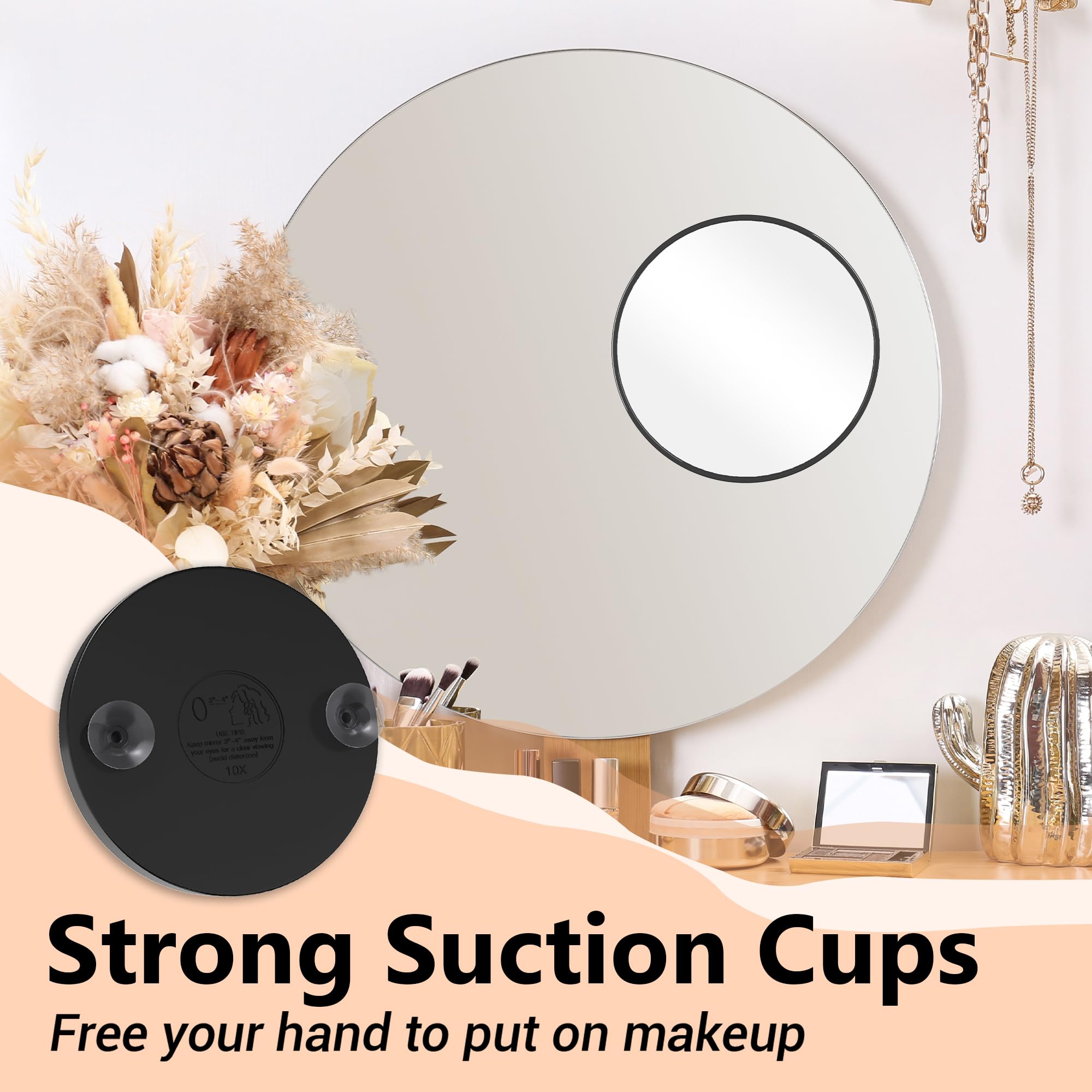 FAHZON compact travel mirror 3.5 inches fits easily in a bag or pocket.