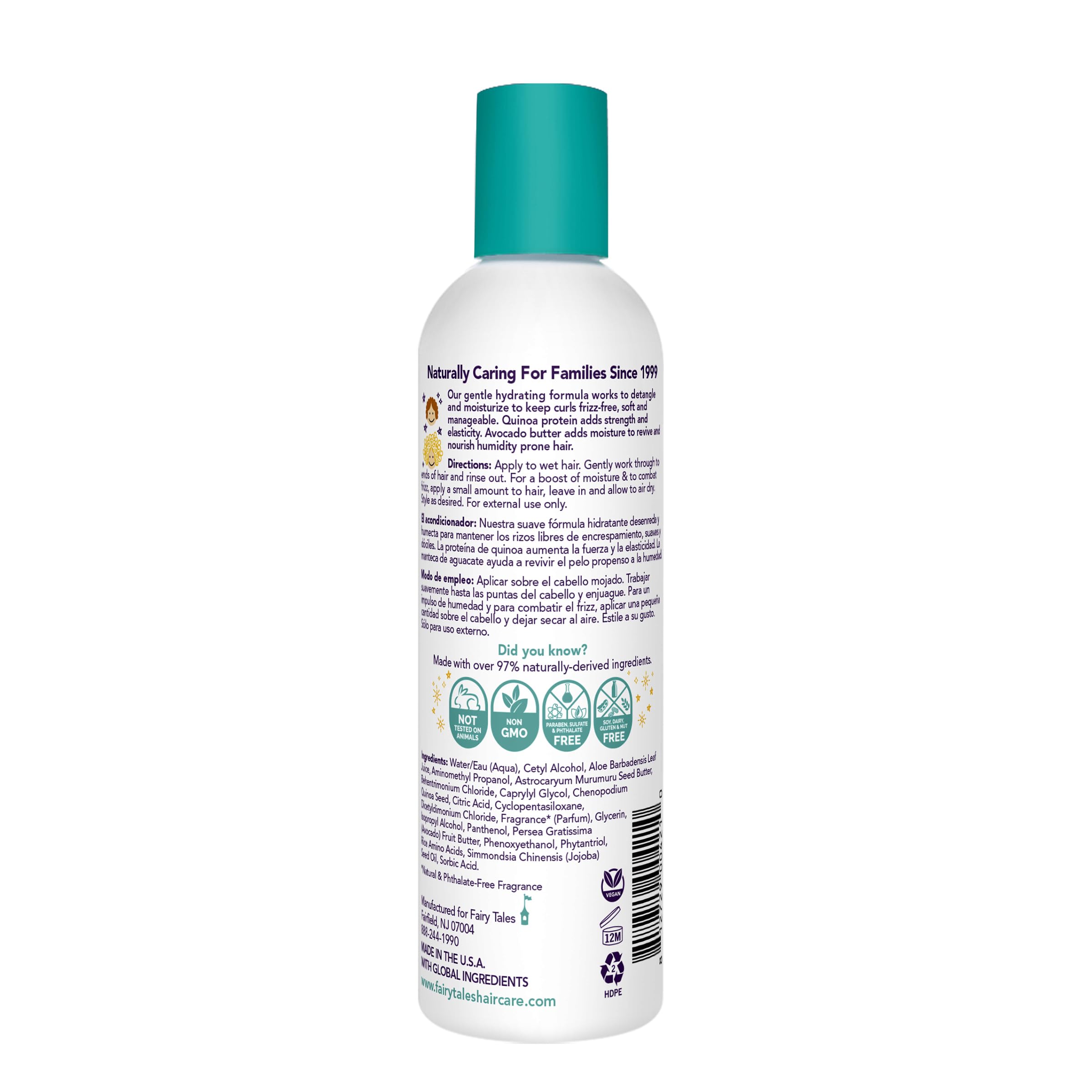 Acondicionador Fairy Tales Curly Q en textura cremosa facilita desenredar rizos