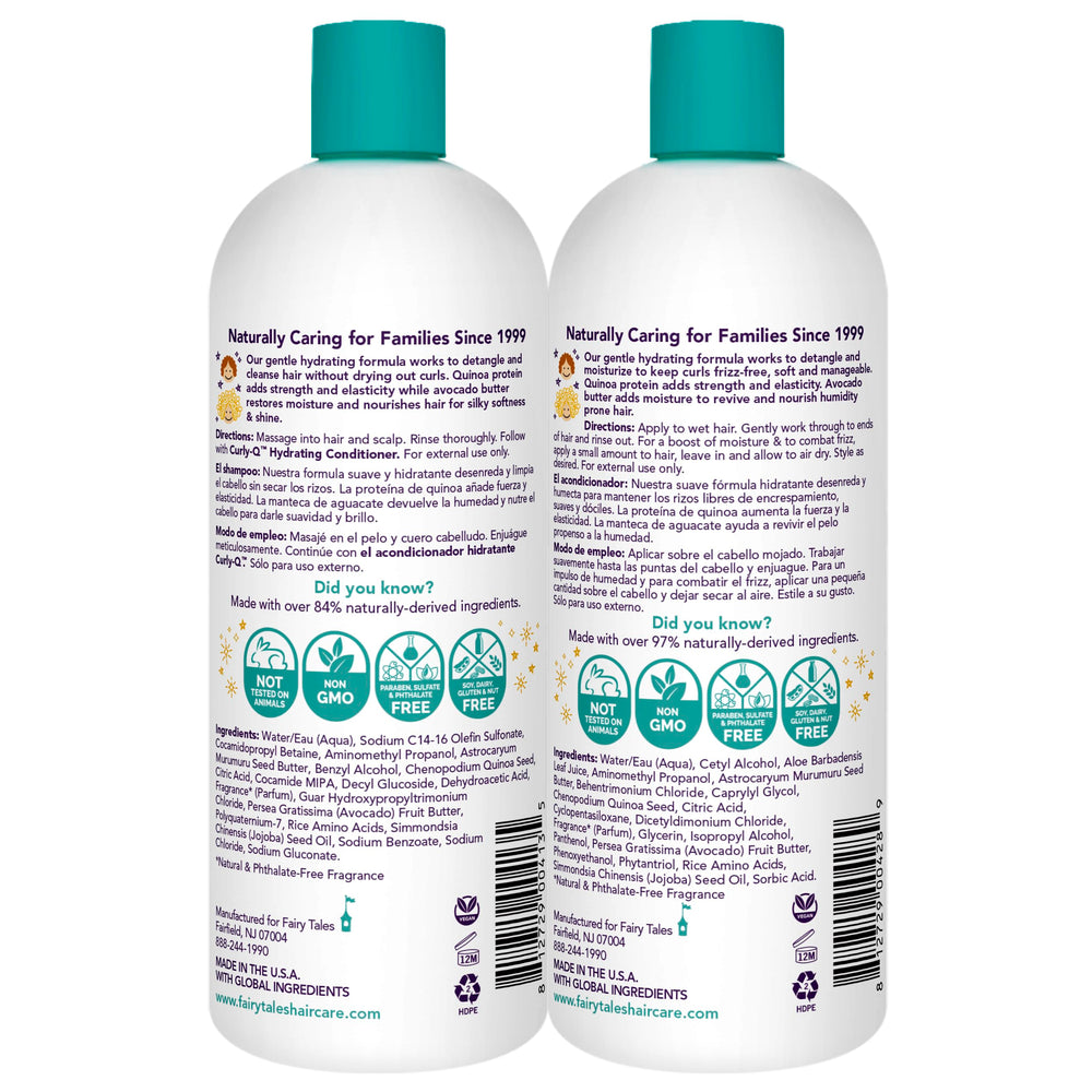 Fairy Tales Curly-Q conditioner bottle illustrating easy detangling for kids.
