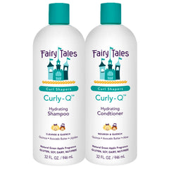 Fairy Tales Curly-Q shampoo bottle highlighting hydrating formula for curls.
