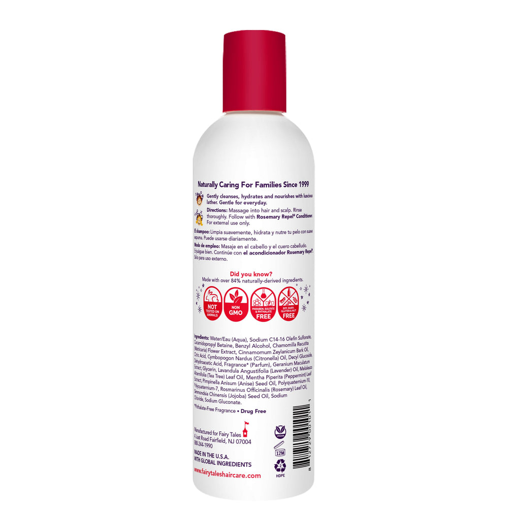 Champú para niños con espuma suave para lavado diario, Fairy Tales Rosemary Repel.