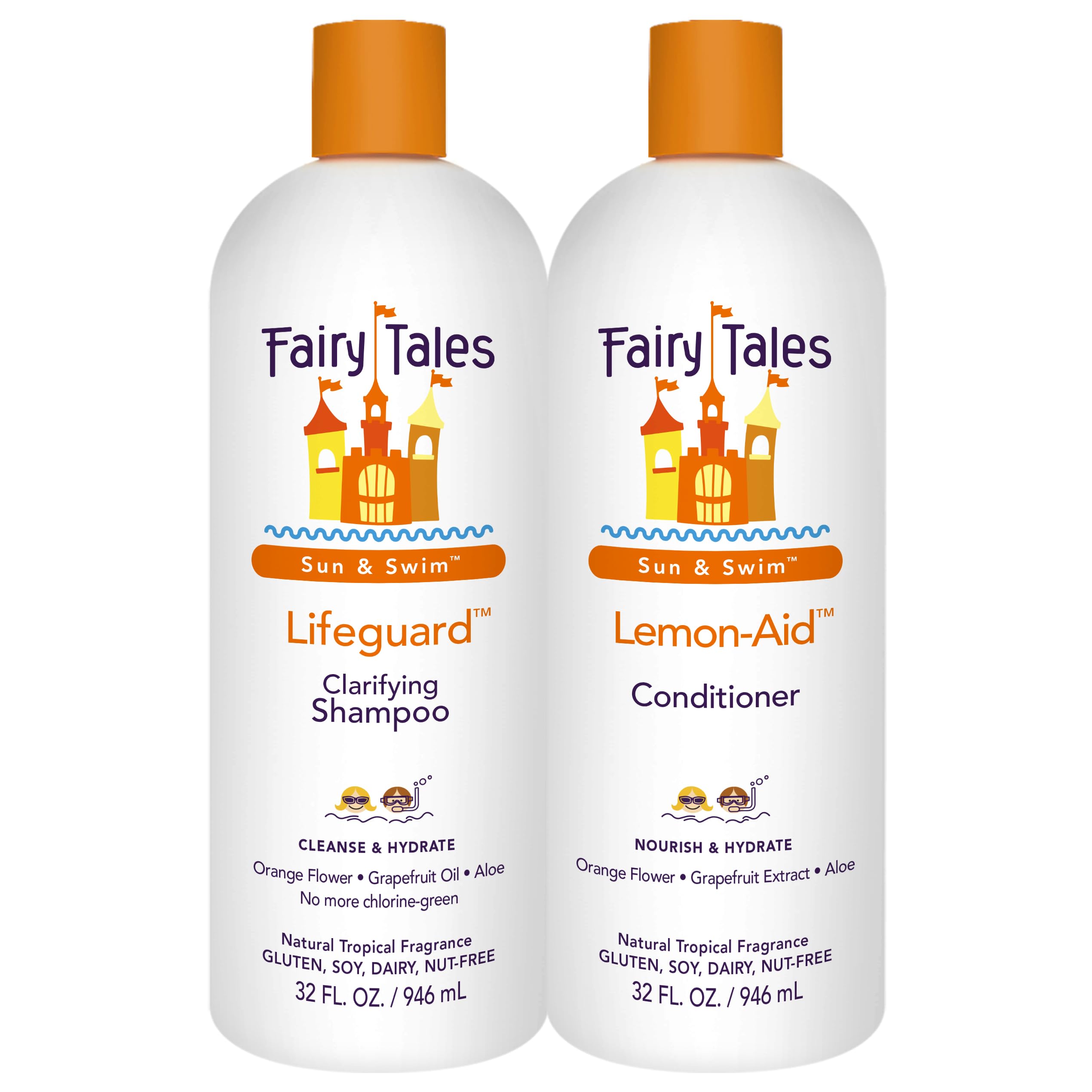 Fairy Tales Swim Shampoo 32oz bottle helps protect kids' hair after swimming.