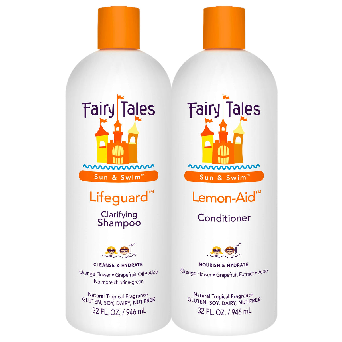 Fairy Tales Swim Shampoo 32oz bottle helps protect kids' hair after swimming.