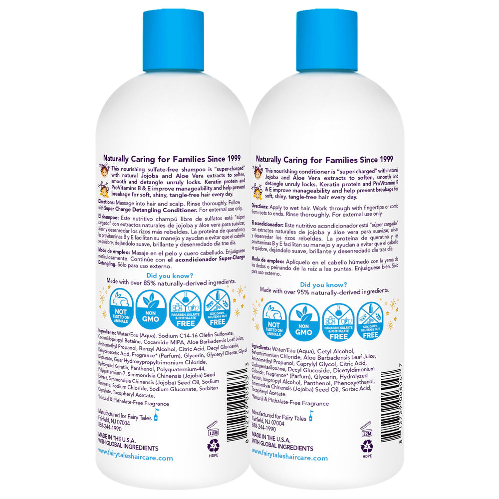 Fairy Tales Tangle Tamer Conditioner bottle promises frizz control and easier combing after bath time.