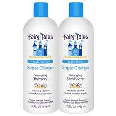 Fairy Tales Tangle Tamer Shampoo bottle highlights ultra-moisturizing detangling action for kids.