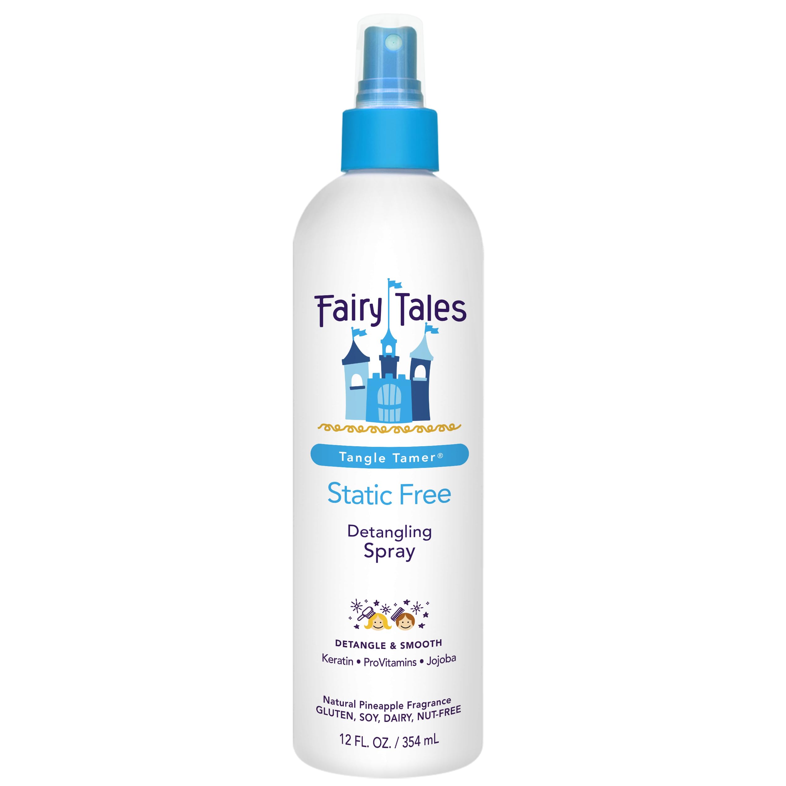 Fairy Tales Tangle Tamer Spray, botella de 12oz; desenreda y suaviza el cabello.