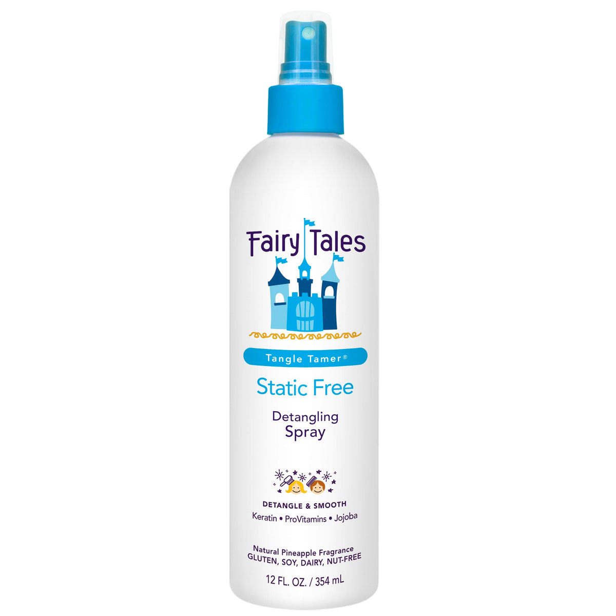Fairy Tales Tangle Tamer Spray, botella de 12oz; desenreda y suaviza el cabello.