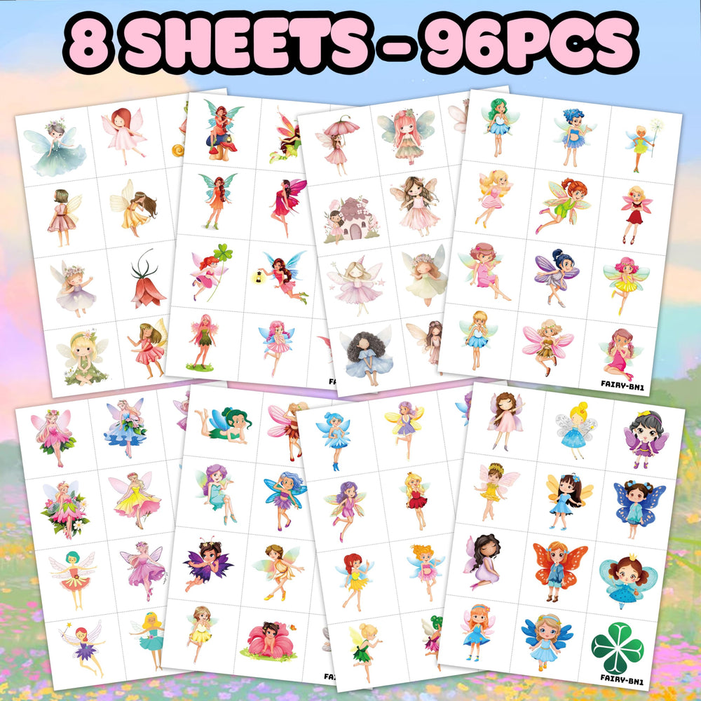 96PCS Fairy Temporary Tattoos flying design for magical dress-up.