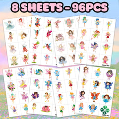 96PCS Fairy Temporary Tattoos flying design for magical dress-up.