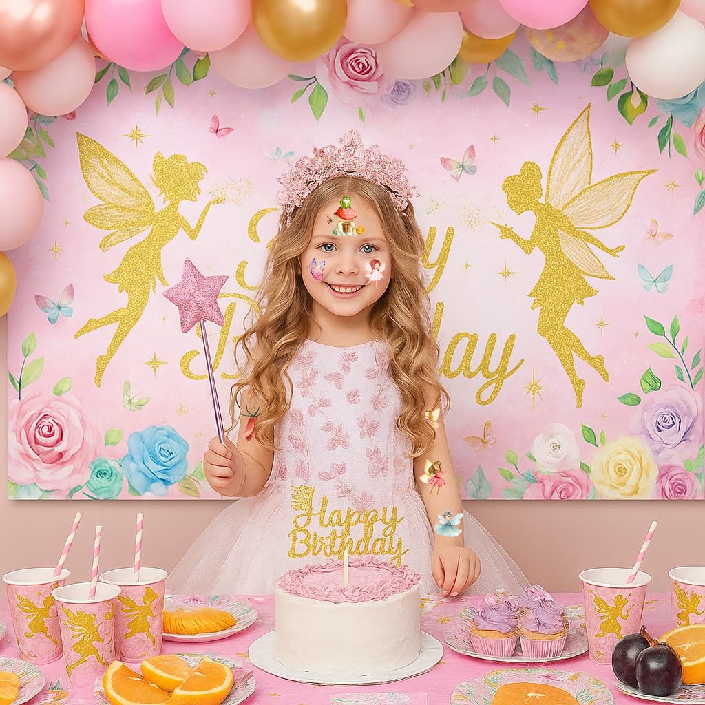 96PCS Fairy Temporary Tattoos water-application guide for easy decorating.