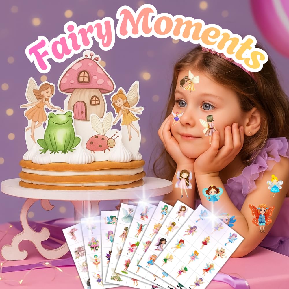 96PCS Fairy Temporary Tattoos woodland theme for nature-inspired parties.