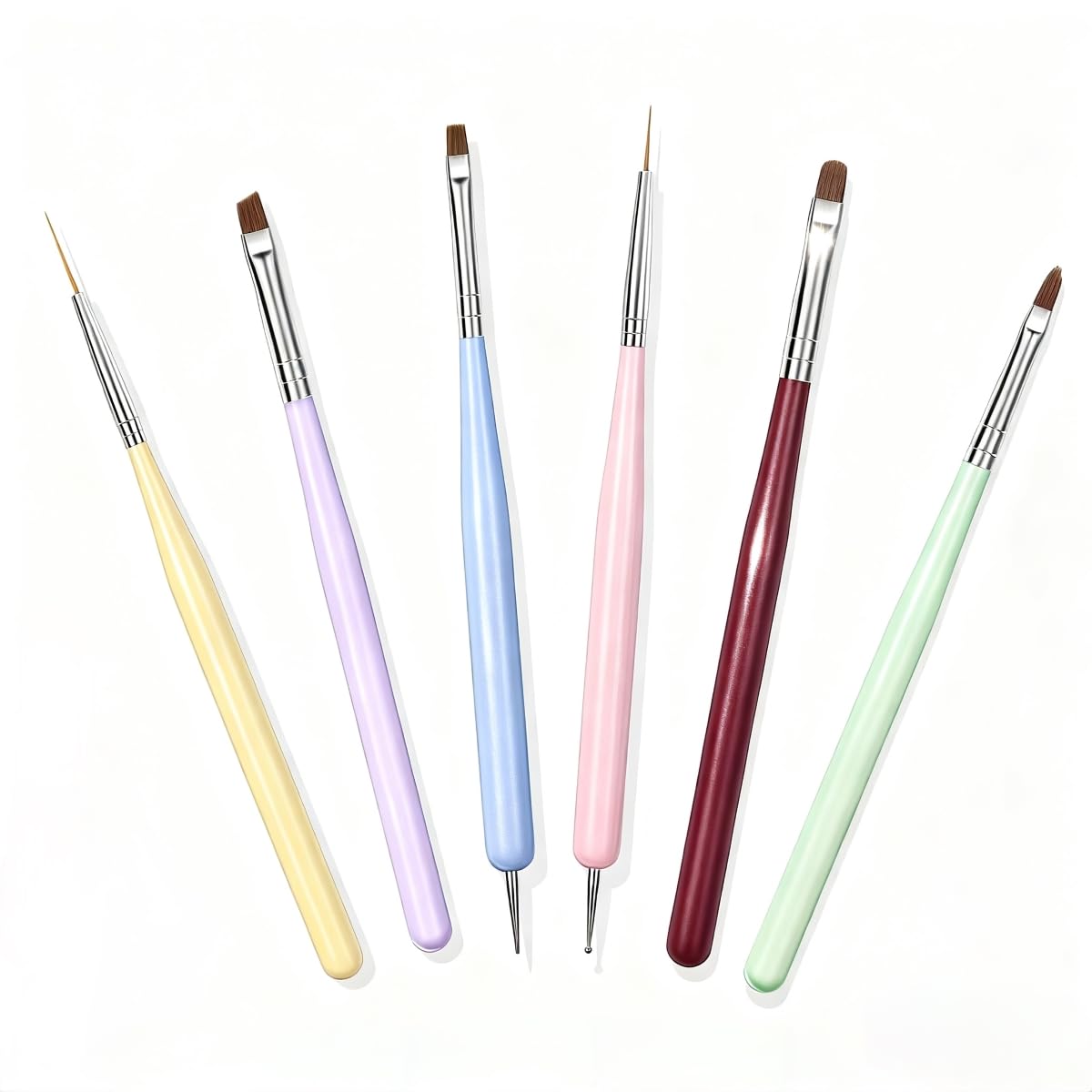Faiteary nail art brushes 6-piece set for precise designs and clean lines.
