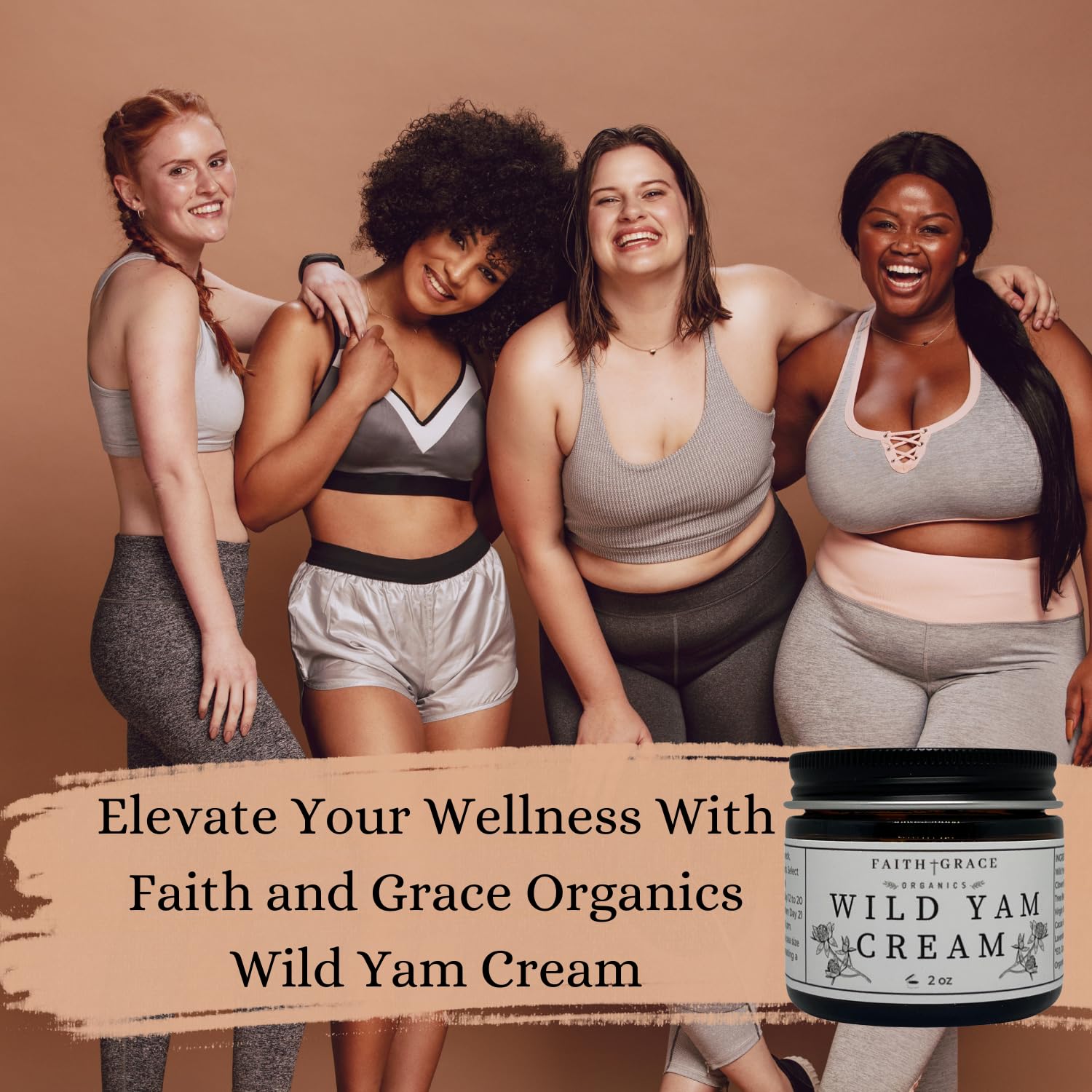 Close-up of Wild Yam Cream jar emphasizing pure, natural ingredients for skin hydration.