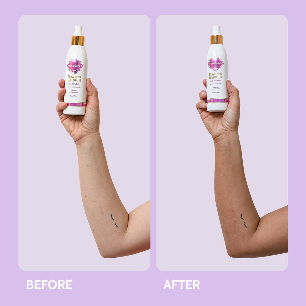 Liquid formula shows smooth, fast-drying self-tanner texture.