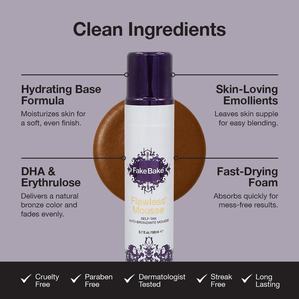 Fake Bake Flawless Mousse quick-drying formula sets fast.