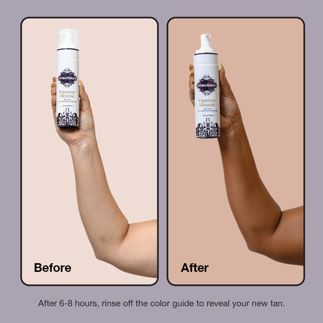 Fake Bake Flawless Mousse included mitt enables smooth, streak-free use.