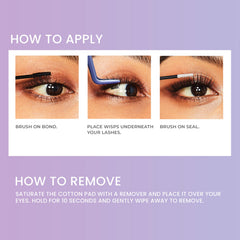 FALSCARA KISS remover cotton pad ready to lift lash extensions softly.