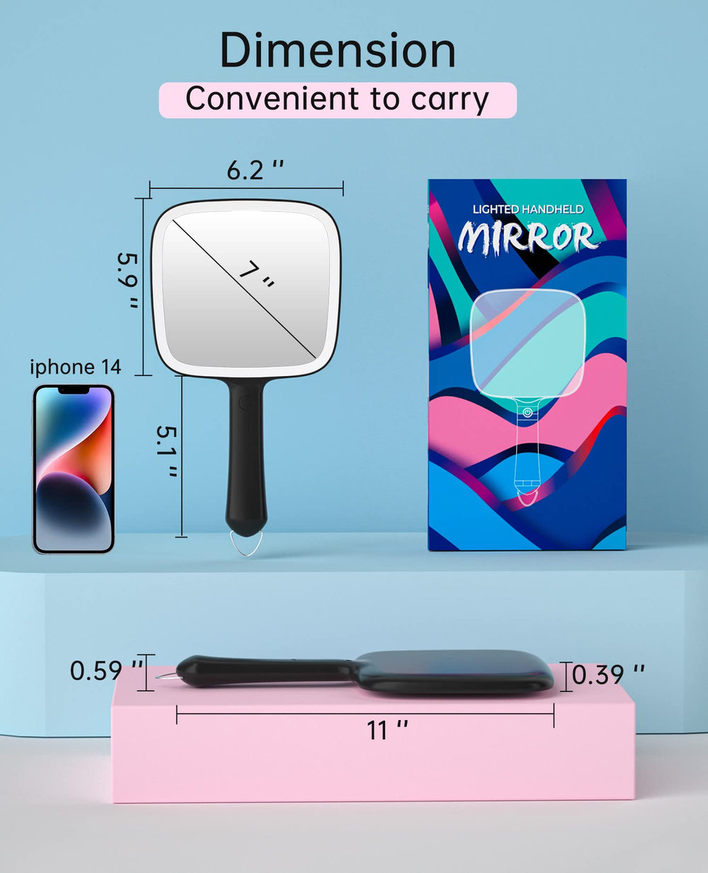Famihomii travel-friendly mirror fits in bags for on-the-go needs.