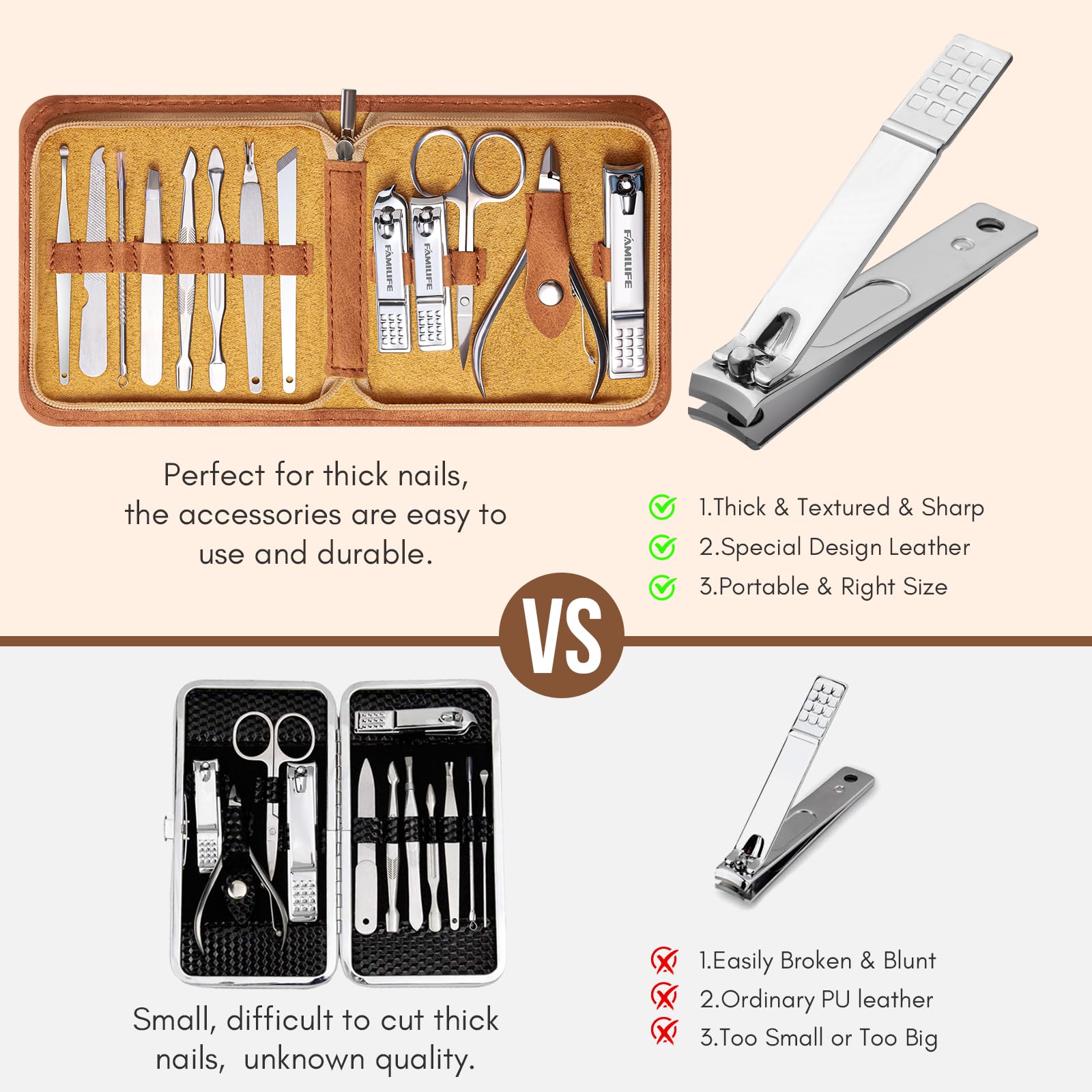 FAMILIFE cuticle remover tools for careful nail maintenance.