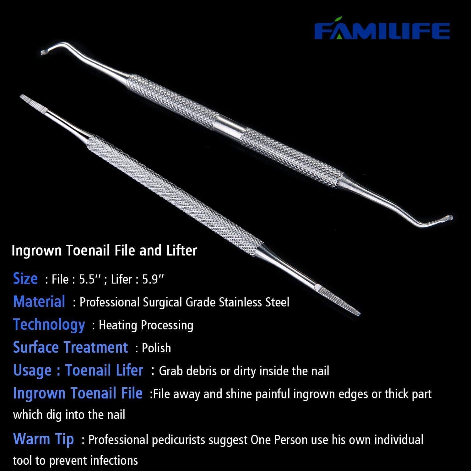 FAMILIFE stainless steel pedicure tools resist rust for lasting use