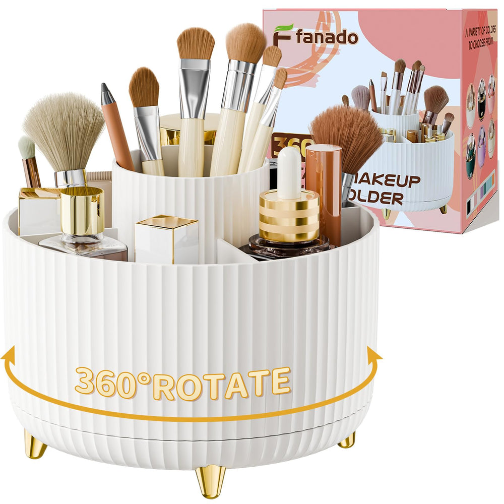 Fanado 360° rotate organizer on vanity for easy access to brushes