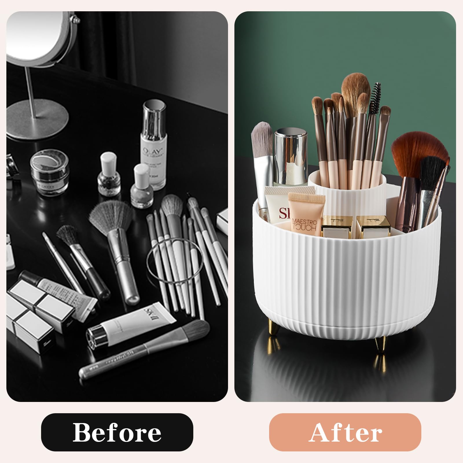 Fanado five-compartment organizer provides practical vanity storage