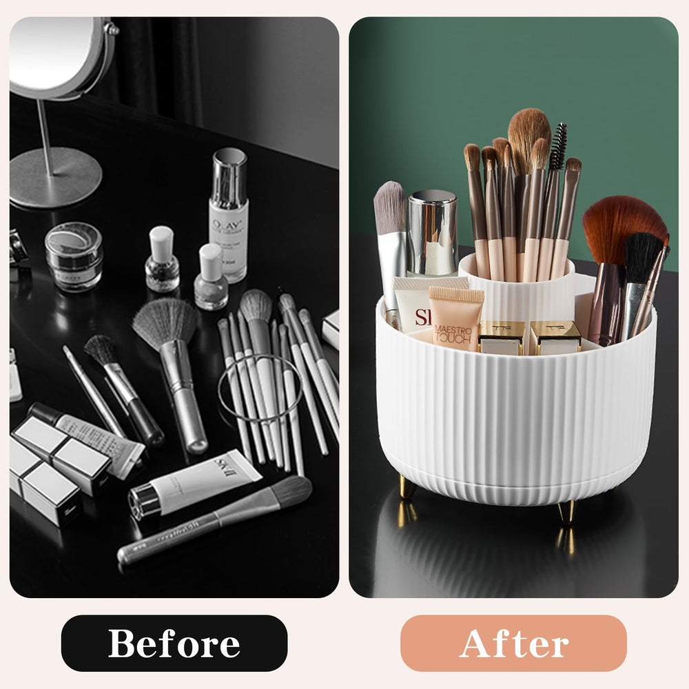 Fanado five-compartment organizer provides practical vanity storage