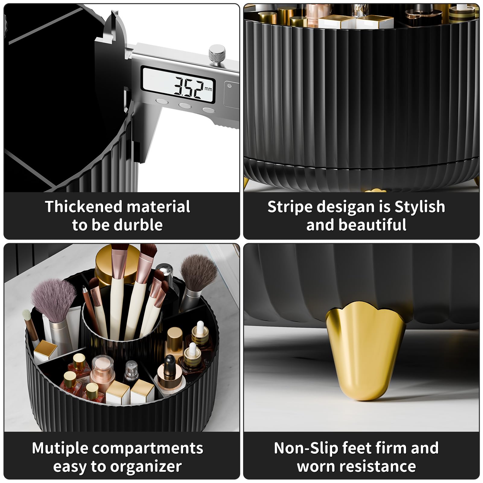 Fanado 360° rotation keeps items within reach during daily routines.