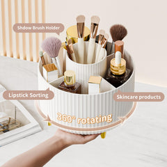 Fanado makeup brush holder with gold-plated feet protects desk and adds style