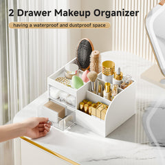 Fanado white makeup organizer with smooth edges for safe desk setup