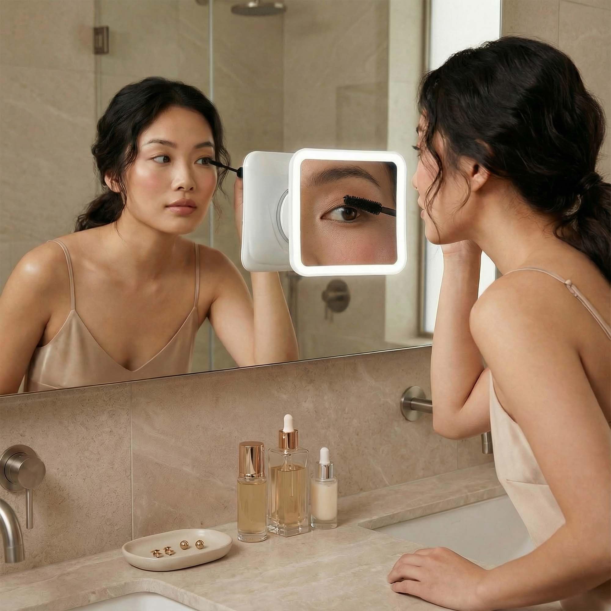 Fancii 20x magnification aids detailed makeup and skincare tasks.