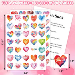 Tatuajes Fancy Land: corazones en acuarela para tarjetas y sorpresas.