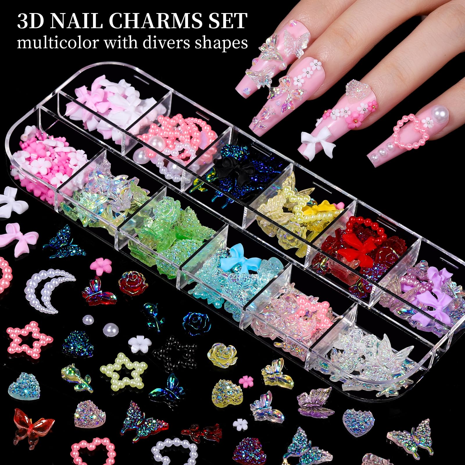 Fandamei 3D nail charms butterflies and bows add playful dimension to any manicure