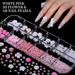 Fandamei 3mm candy-colored nail diamonds provide subtle sparkle for chic tips