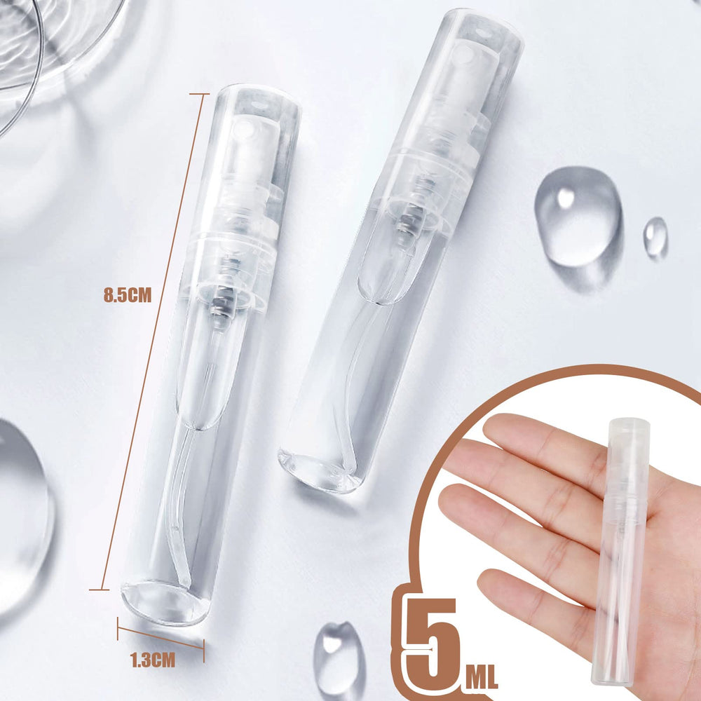 Fandamei 5ml mini spray bottle nozzle closeup shows precision mist for travel use.