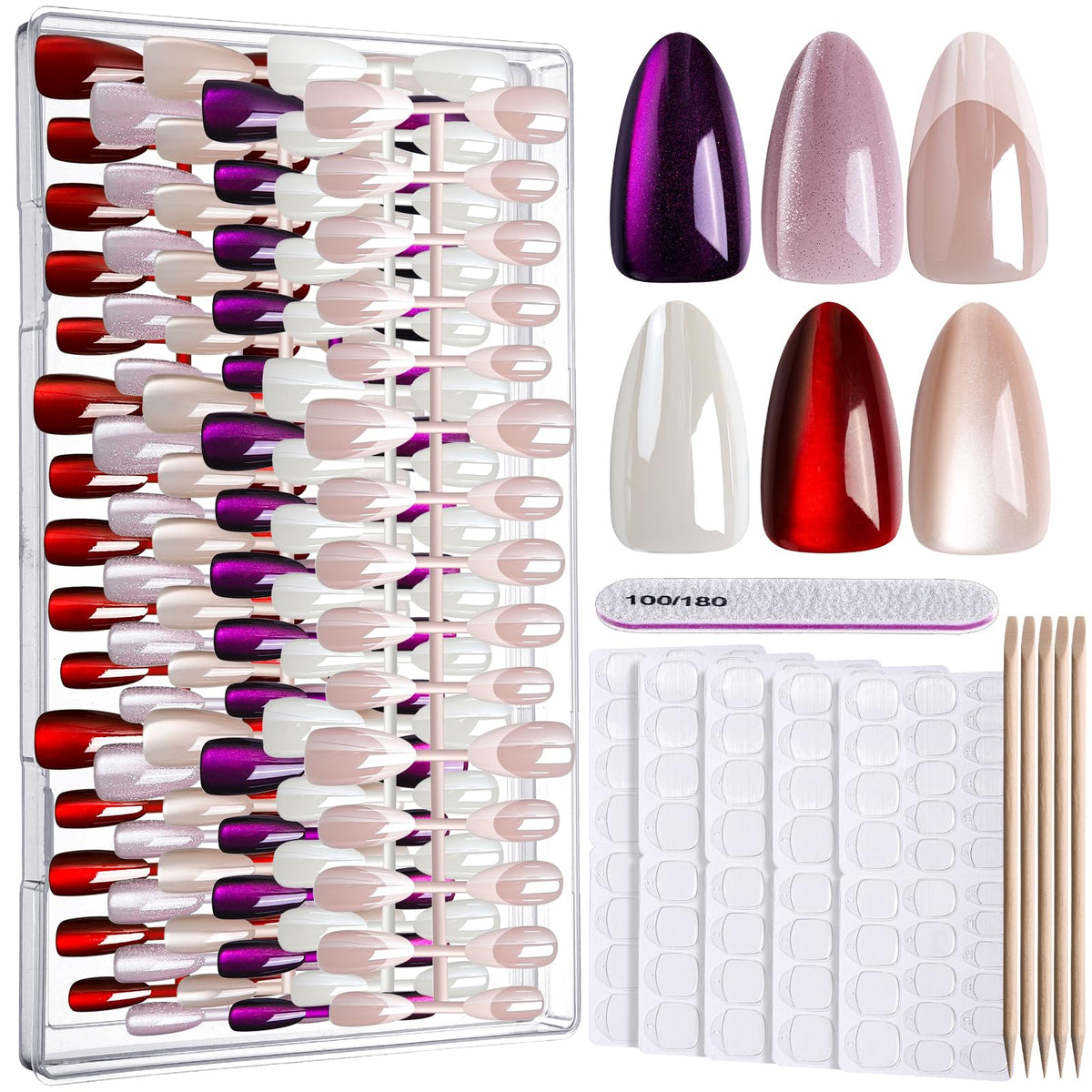 Fandamei pink cat eye nails with diamond shine for chic evenings