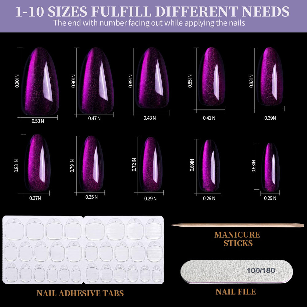 Fandamei purple cat eye nails offer vibrant shimmer and style