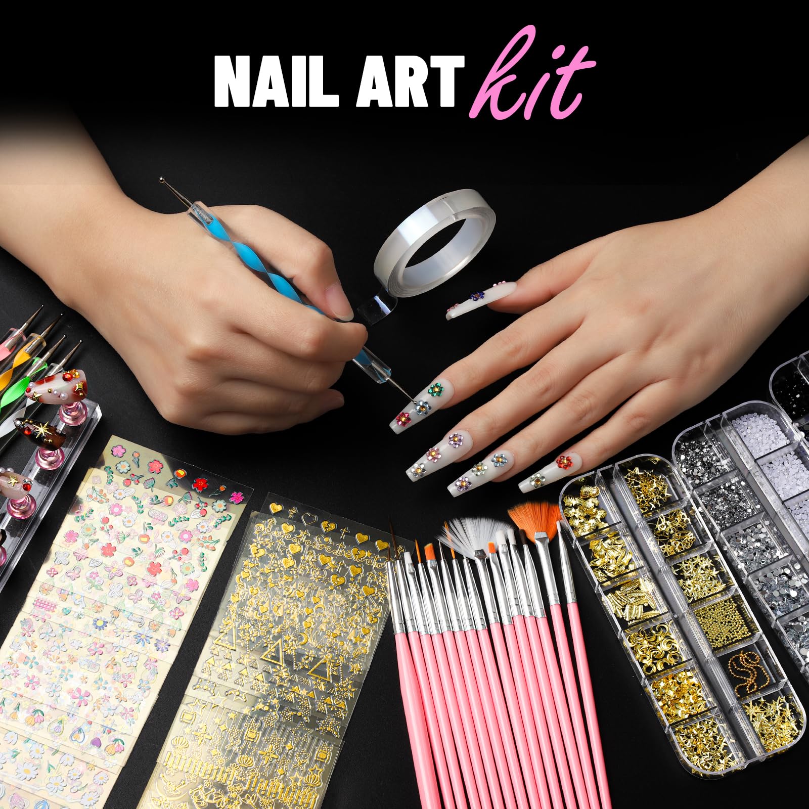 Fandamei almond false nail tips in 12 sizes for a perfect fit.