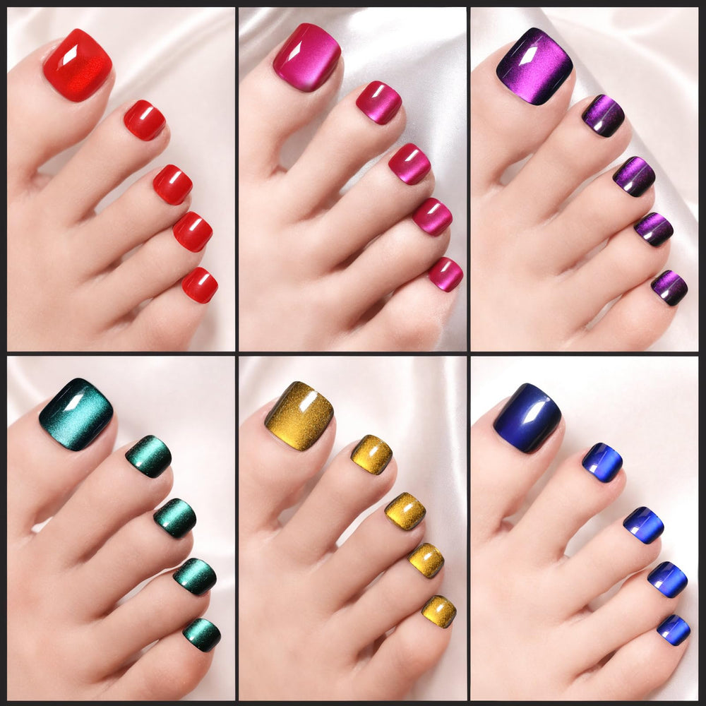 Fandamei press-on toes in elegant colors for quick glam.