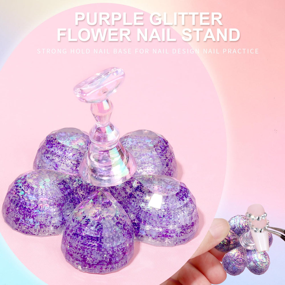 Base de flor glitter magnética de Fandamei para fijar uñas con estilo.