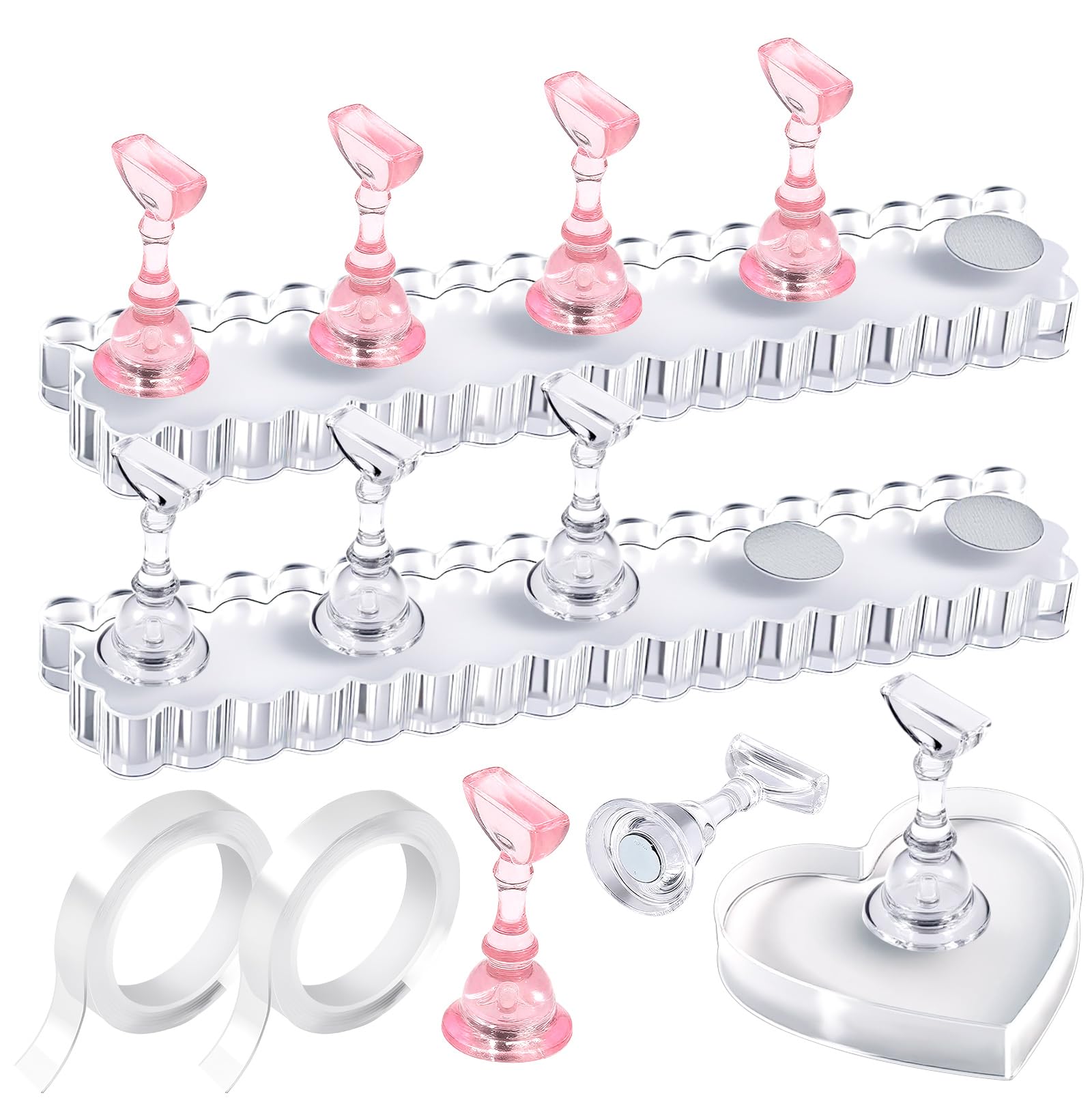 Sostén de uñas Fandamei con base en ola transparente, ideal para practicar uñas.
