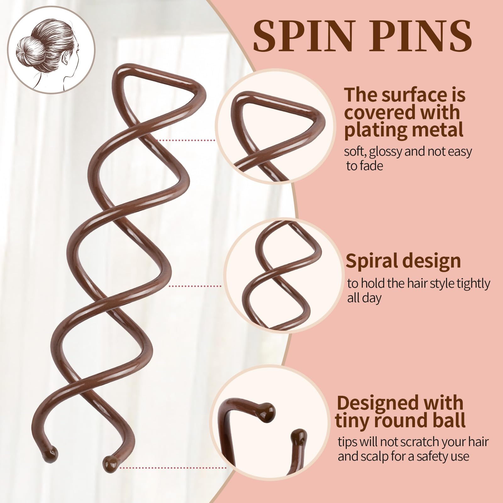 FANDAMEI spiral hair pins glide in without snagging hair