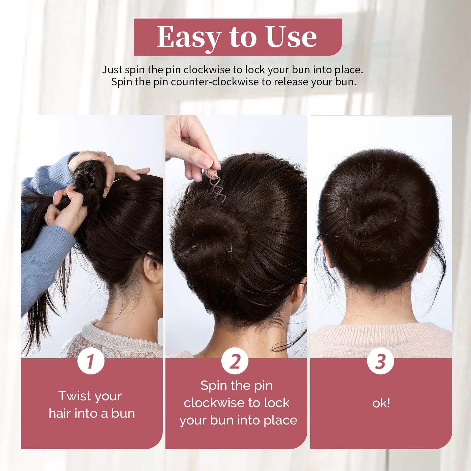 FANDAMEI spiral pins fit all hair types for comfortable hold