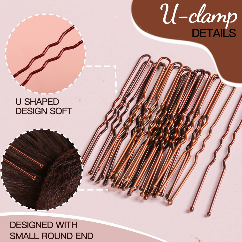 Fandamei brown U-pins with ball ends protect scalp during wear