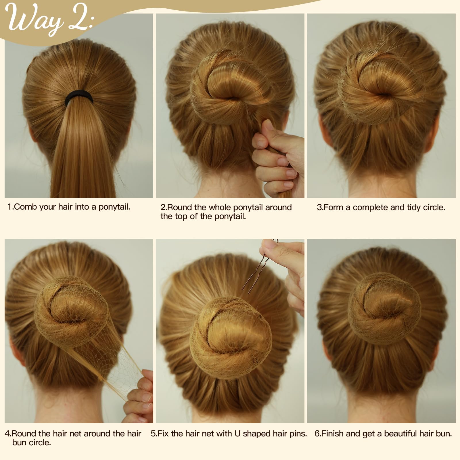 Fandamei brown U-shaped pins with ball tips protect hair.