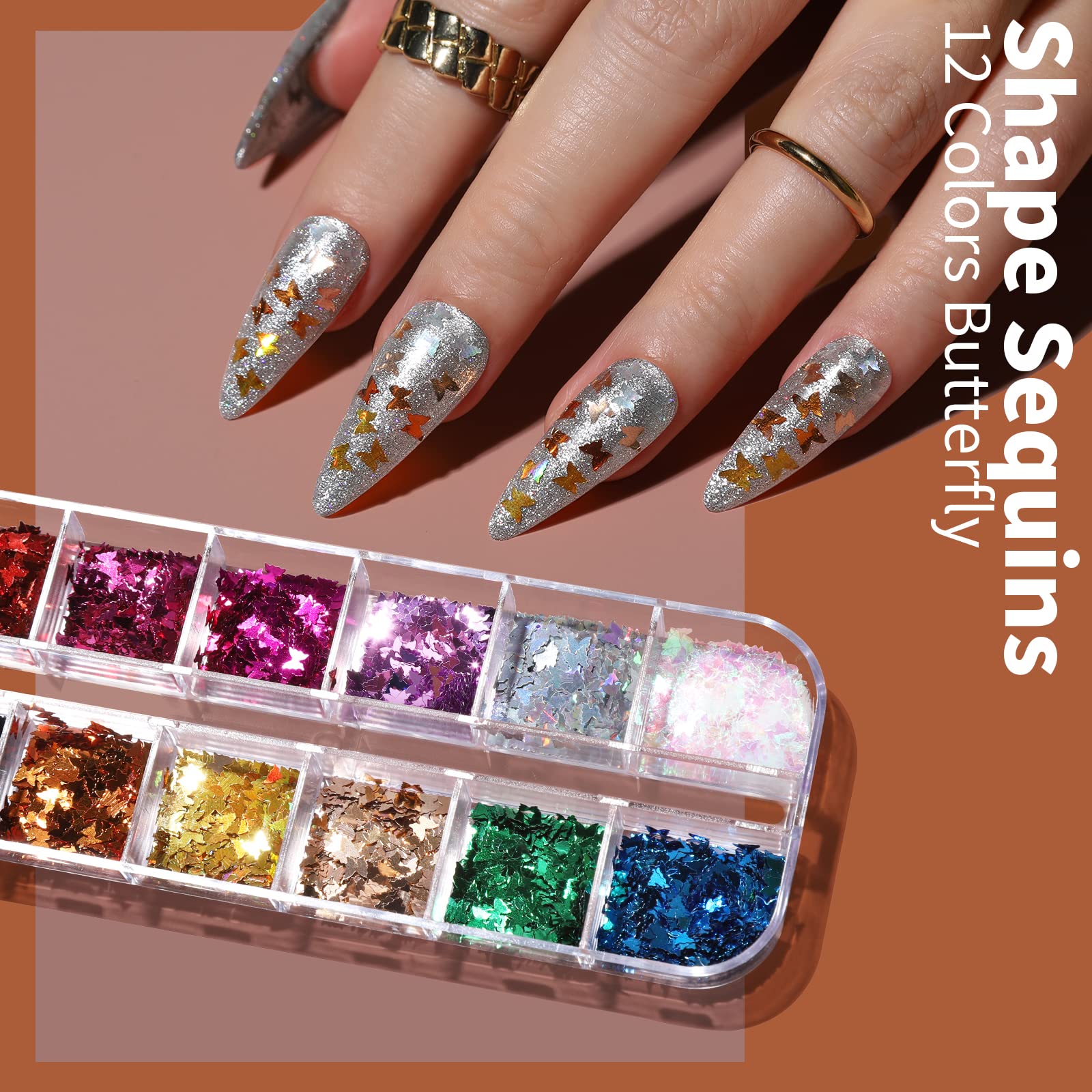 FANDAMEI butterfly sequins in 12 colors for whimsical designs
