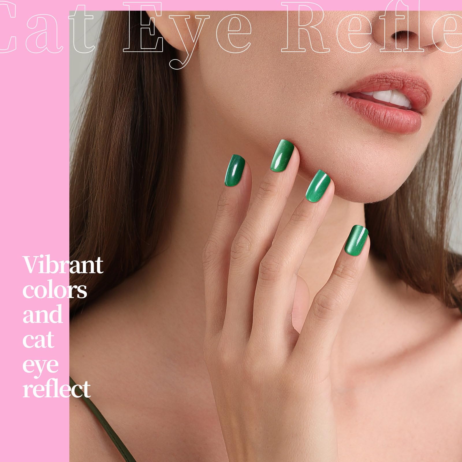 Fandamei green cat eye nails with eye-catching shimmer and versatility